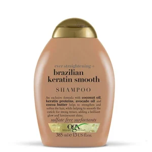 شامپو کراتین ضدوز و صاف کننده قوی او جی ایکس OGX مدل Brazilian Keratin Smooth