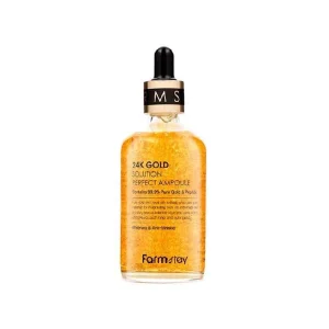 آمپول روشن کننده و ضد چروک فارم استی Farm Stay مدل 24K Gold Solution Perfect Ampoule