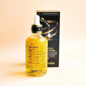 آمپول روشن کننده و ضد چروک فارم استی Farm Stay مدل 24K Gold Solution Perfect Ampoule